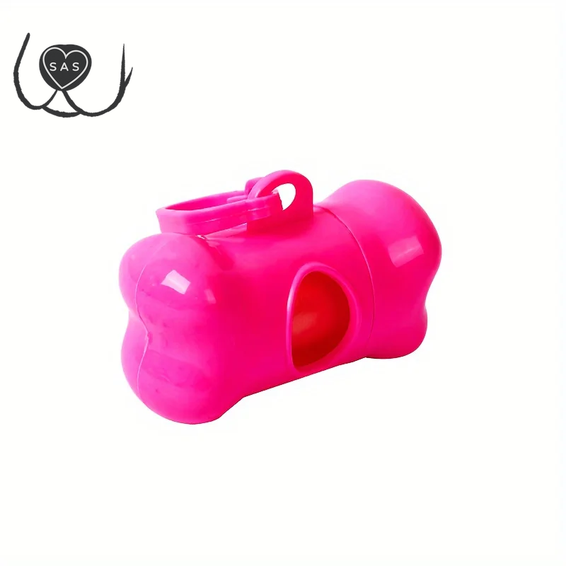 Colorful Bone-Shaped Dog Poop Bag Dispensers with 1 Disposable Bags, Portable Pet Waste Holder, for Outdoor Walks and Training