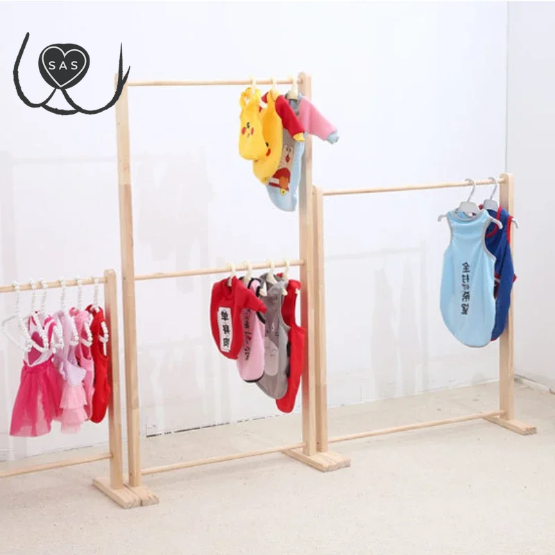 Pet Hanger Dog Clothes Rack Wooden Wardrobe for Dogs Solid Wood Coat Rack Floor Organizer for Pet Clothing