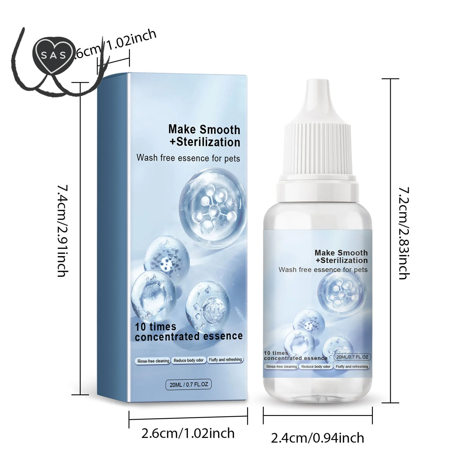 20Ml Pet Hair Cleaning Leave-In Serum Gentle Deodorizing Easy to Use Serum for Cats Dogs Pet Grooming Serum