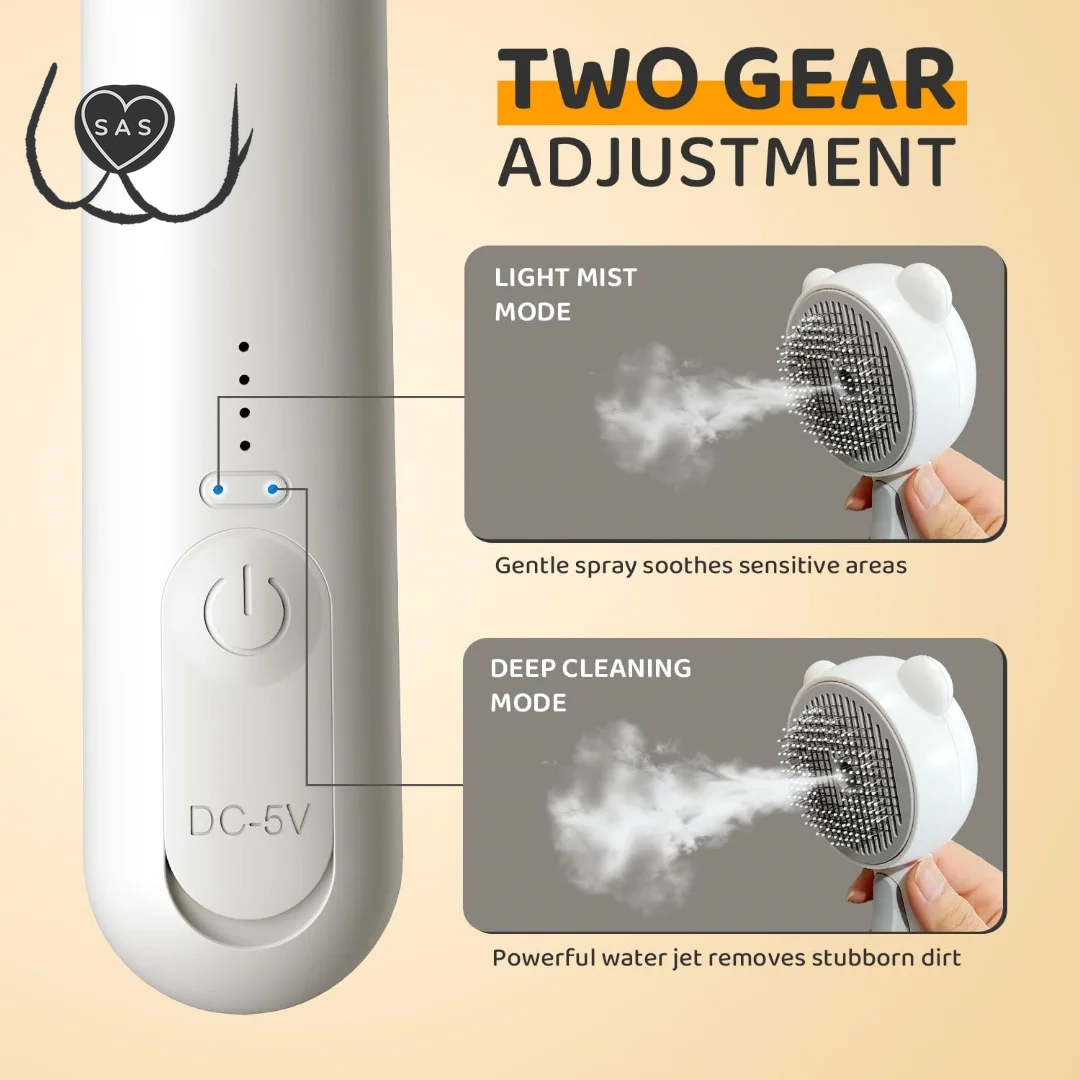 Steam Cat Brush Pro: 2-Speed Self-Cleaning Grooming Tool with Steam Spray. Usb/Waterproof Design for Tangle-Free Hair Removal On