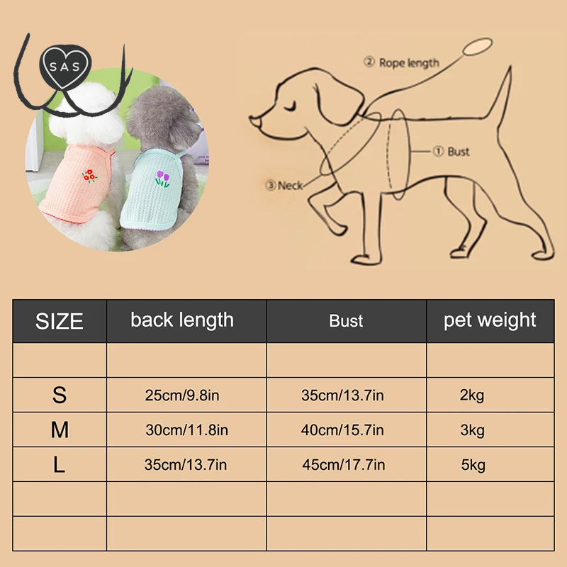 1PC Summer Thin Strap Bichon Bear Teddy Yorkshire Cat Small Dog Pet Dog Clothing Pet Supplies Soft and Breathable