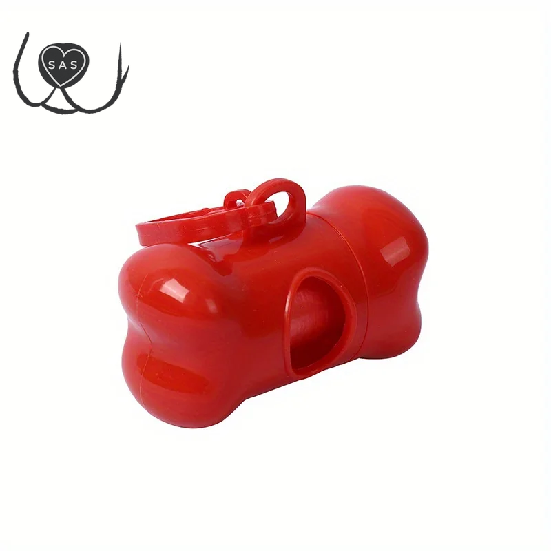 Colorful Bone-Shaped Dog Poop Bag Dispensers with 1 Disposable Bags, Portable Pet Waste Holder, for Outdoor Walks and Training