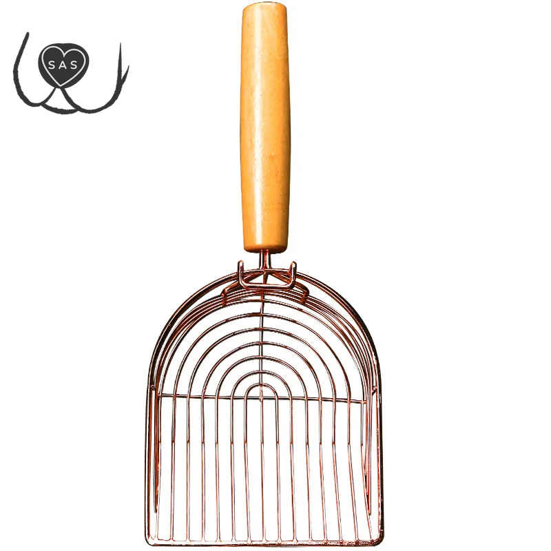 Cat Litter Shovel Self Cleaning Cats Litter Metal Scooper with Hook Portable Stainless Steel Sifting Kitten Toilet Cleaning Tool