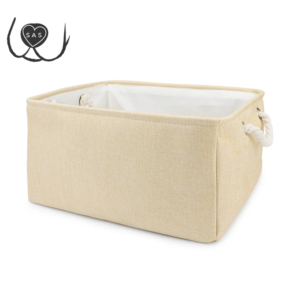 Folding Storage Basket Linen Pet Toy Storage Fabric Wardrobe Office Bedroom Closet Cat Dog Clothes Laundry Basket with Handle