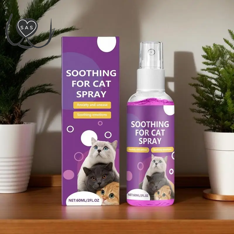Cat Calming Spray Cat Calming Pheromone Spray Anti-Stress Agent Solution 60Ml Relaxants for Soothing Relaxation Protect