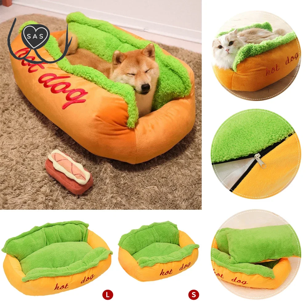 Pet Bed Hot Dog House Lounger Bed Kennel Mat Soft Fiber Pet Dog Puppy Warm Removable Washable Waterlon for Cats