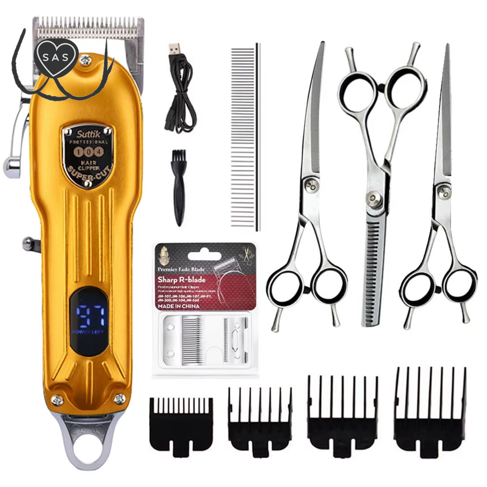 Professional Dog Hair Clipper All Metal Rechargeable Pet Trimmer Cat Shaver Cutting Machine Puppy Grooming Haircut Low Noice