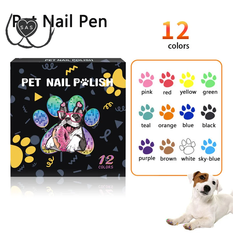 Dog Nail Polish Pen 12 Colors Pet Nail Polish to Create Beautiful Nails with Girl Pets Dog Grooming Quick Dry & Easy to Use