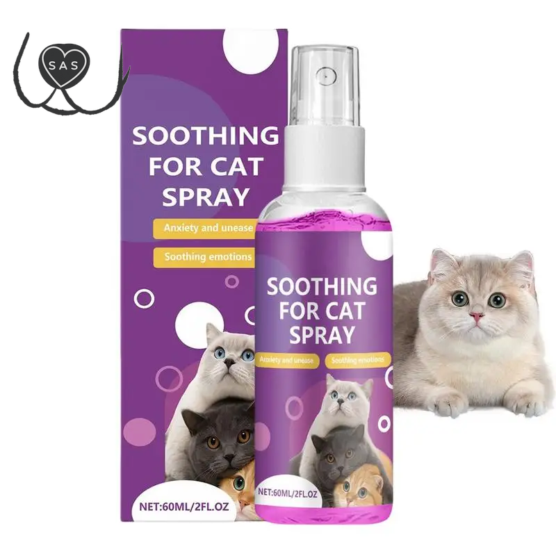 Cat Calming Spray Cat Calming Pheromone Spray Anti-Stress Agent Solution 60Ml Relaxants for Soothing Relaxation Protect