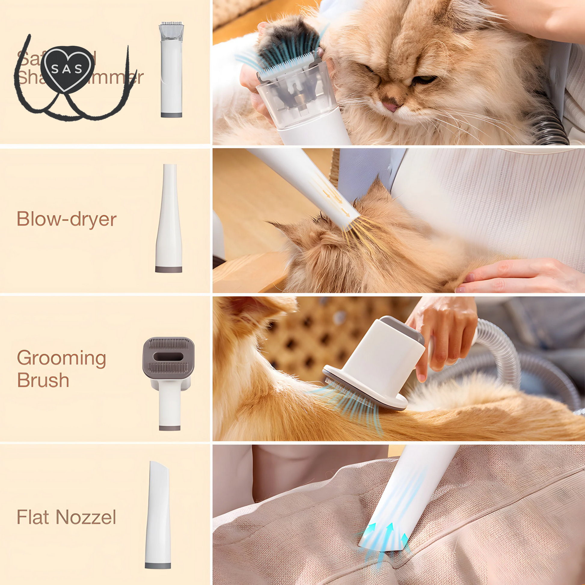 Els Pet Groomdora 5-In-1 Grooming Vacuum Kit for Easy Pet Care