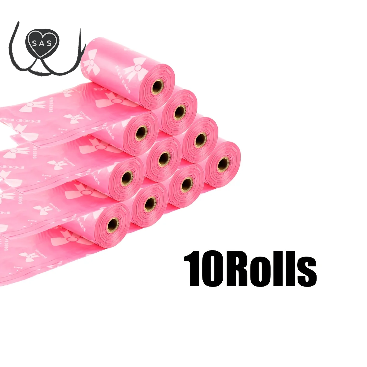Thick & Durable Pet Poop Bags with Pink Bows - Leakproof Dog & Cat Waste Bags for Outdoor Walks, Multiple Sizes for Puppies