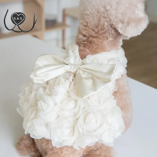 Dog Princess Dress Embroidered Flower Pet Pink Bowknot Princess Clothes Puppy Pet Pet Wedding Dress