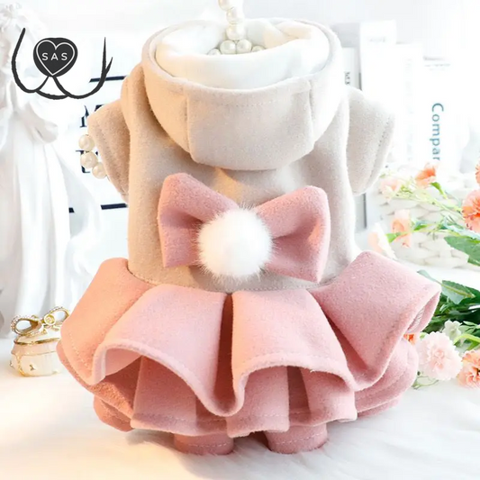 Dog Clothes Autumn/Winter Thick Cat Princess Skirt Cotton Coat Woolen Cake Skirt Small Dog Teddy Pet
