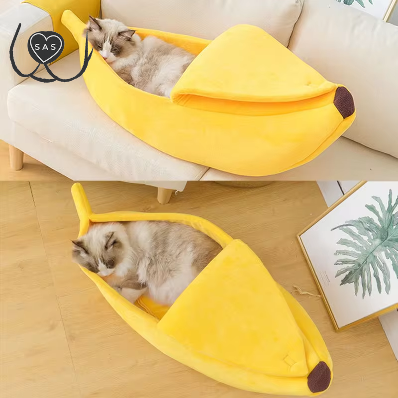 Banana Cat Bed House Funny Cute Cozy Cat Mat Beds Warm Durable Portable Pet Basket Kennel Dog Cushion Cat Supplies Multicolor