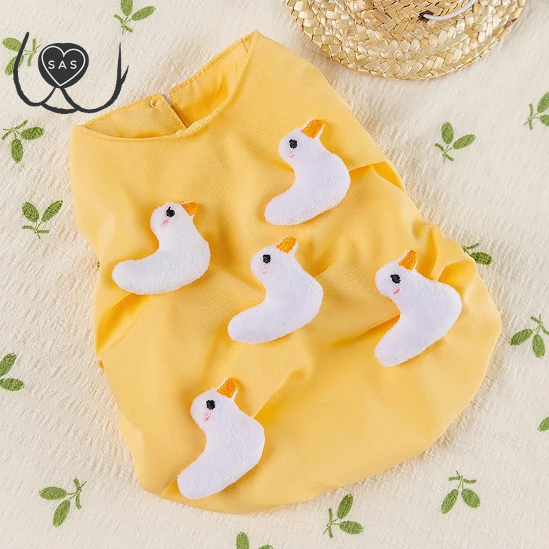 Solid Color Dog Clothes Teddy Cartoon Pullover Yorkshire Spring Summer New Stereo Duck Dress Female Dog Clothes