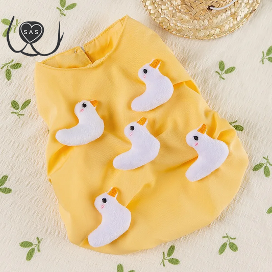 Solid Color Dog Clothes Teddy Cartoon Pullover Yorkshire Spring Summer New Stereo Duck Dress Female Dog Clothes