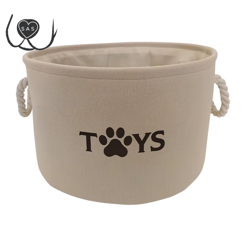 Round Pet Toy Basket Cat Dog Toys Storage Box Foldable Clothes Storage Basket with Handle Pet Supplies Dog Accessories