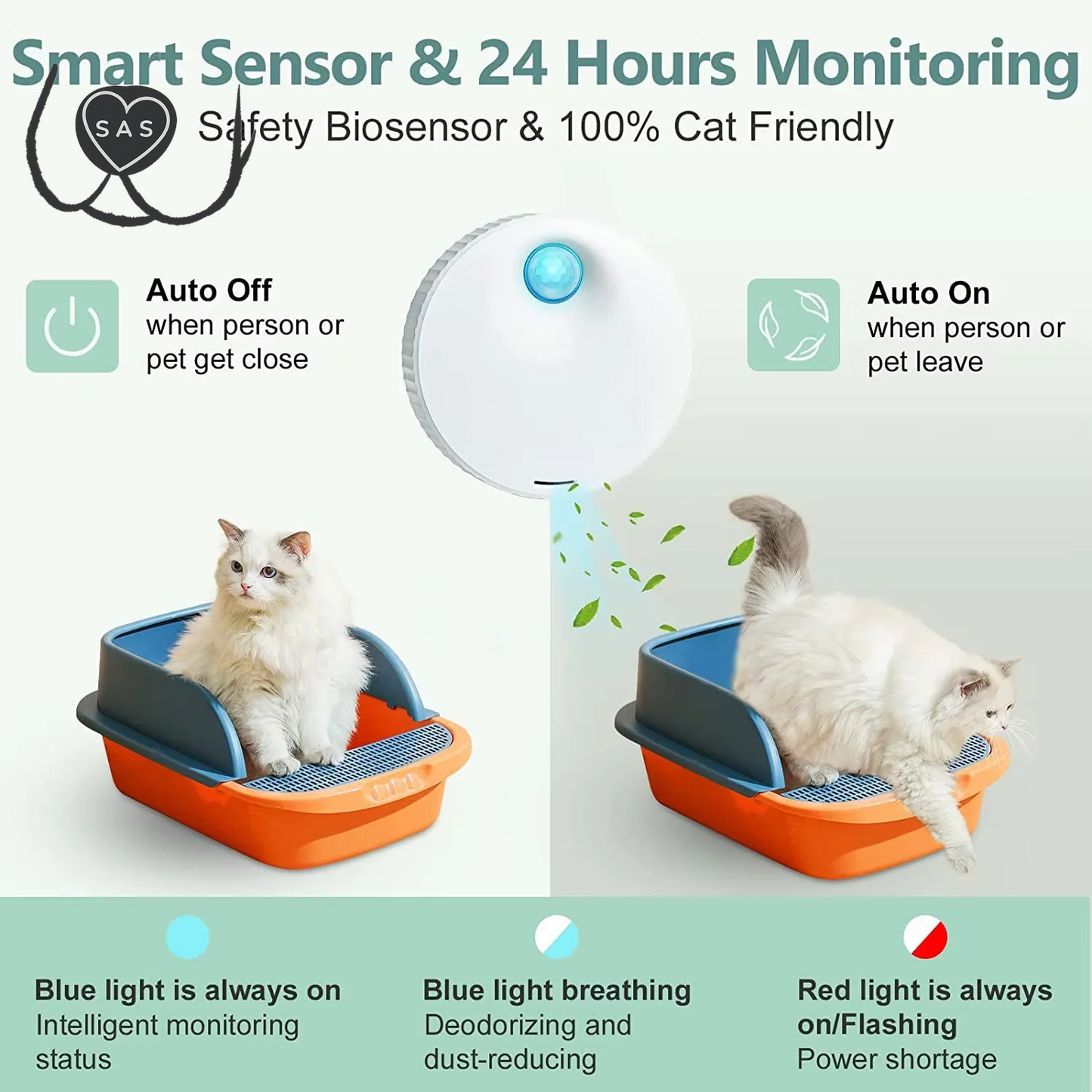 Smart Cat Odor Purifier Replacement for Cat Litter Box Deodorizer Pet Toilet Air Purifier Dog Cat Litter Deodorant Pet Supplies