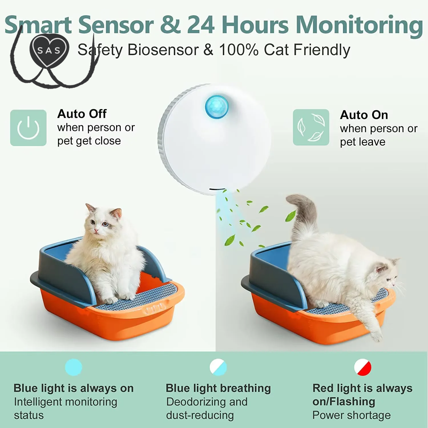 Smart Cat Odor Purifier Replacement for Cat Litter Box Deodorizer Pet Toilet Air Purifier Dog Cat Litter Deodorant Pet Supplies