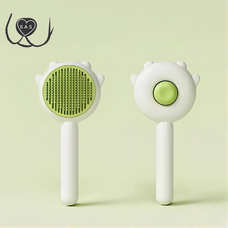 Three Colors Pet Comb One-Key Hair Removal Cleaning Brush Magic Massage Grooming the Cat Hair Brush Is Easy to Carry and Clean