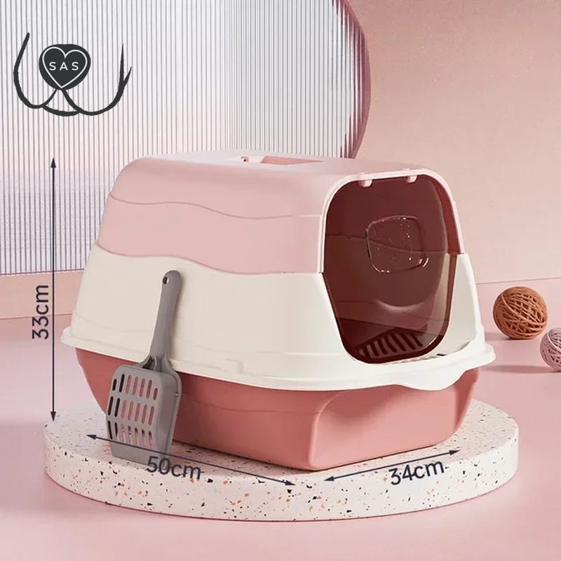 Fully Enclosed Cat Litter Box, Large Capacity Bedpan, Spillproof Litter, Plastic Pet Toilet, Litter Tray, Cat Bedpan Supplies