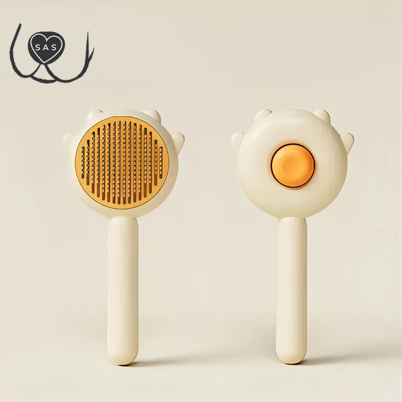 Three Colors Pet Comb One-Key Hair Removal Cleaning Brush Magic Massage Grooming the Cat Hair Brush Is Easy to Carry and Clean