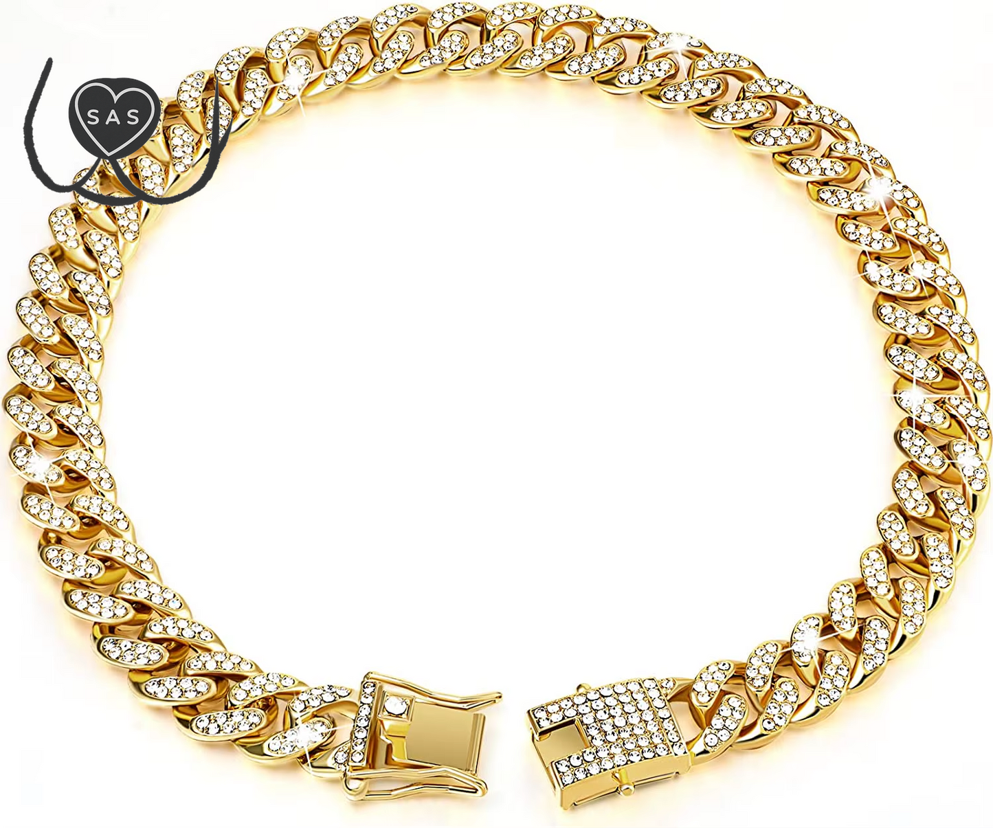 Luxury Gold Cat Necklace Jewelry Rhinestone Pet Cuban Chain Collar Kitten Doggie Wedding Prom Costume Accessories for Cats Puppy