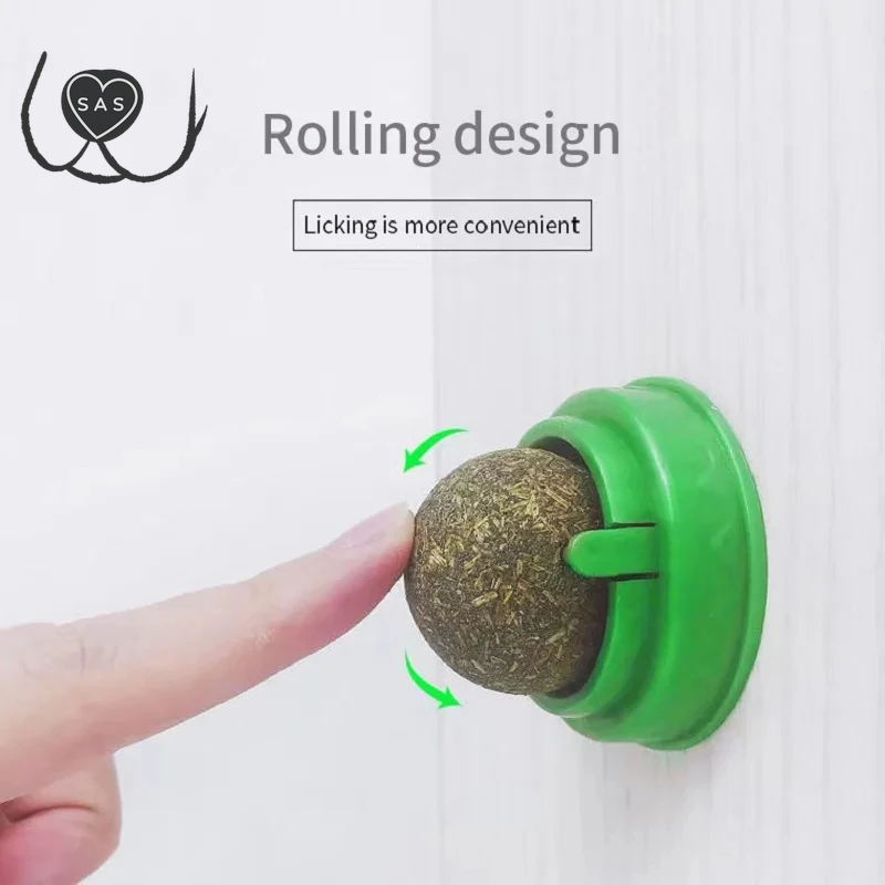 Natural Catnip Cat Wall Stick-On Ball Toy Scratchers Treats Healthy Natural Removes Balls to Promote Digestion Cat Grass Snack