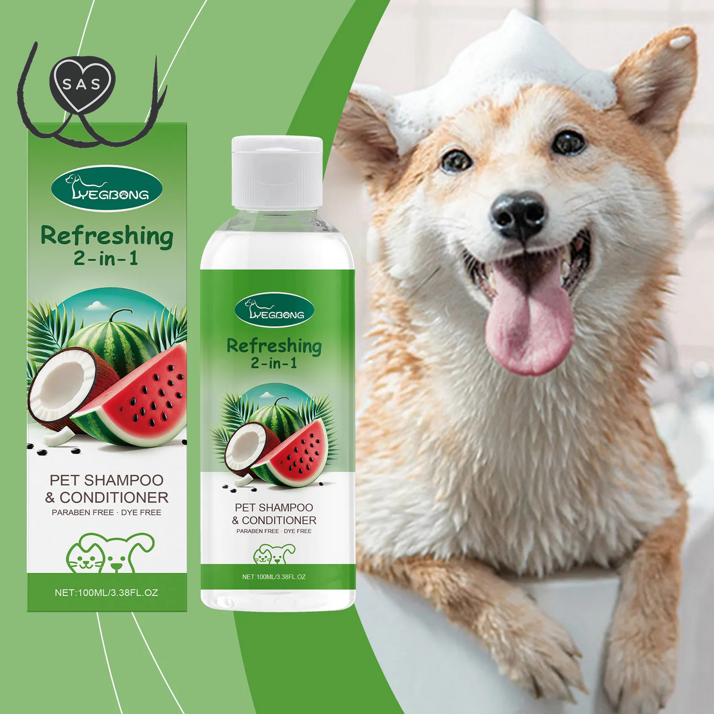 Refreshing 2-In-1 Pet Shampoo and Conditioner Itch Skin Moisturizing Dirt Odor Removal Conditioner Dog Shower Gel