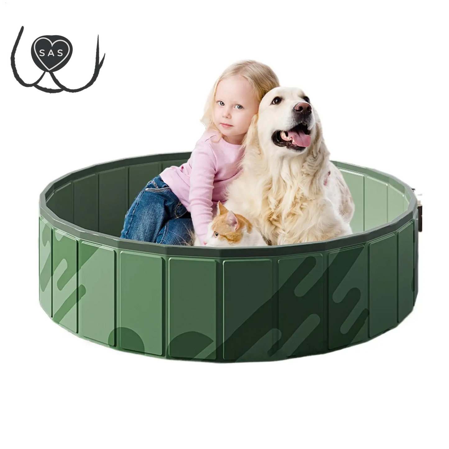 High-Strength Puppy Swim Bathtub Foldable Pool Dog Swimming Pool Portable Kids Swimpool with Drainage Hole Non-Slip Pet Cooling