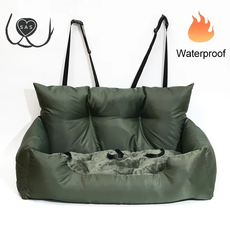 Luxury Removable Waterproof Dog Car Seat Dog Beds Pet Car Seat Portable Travel Dog Car Backseat Pet Carrier Bag Solid Pattern
