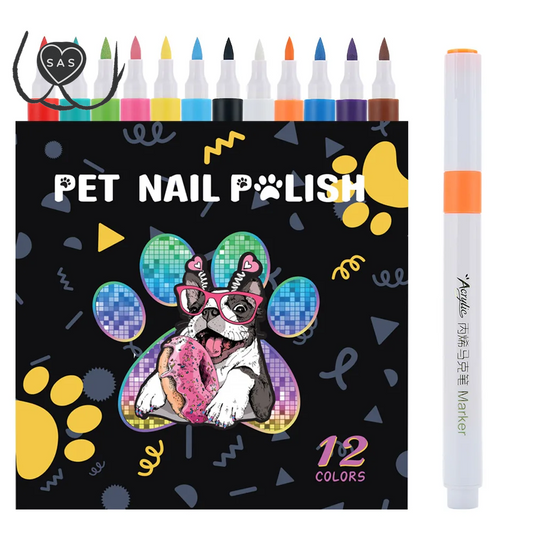 Dog Nail Polish Pen 12 Colors Pet Nail Polish to Create Beautiful Nails with Girl Pets Dog Grooming Quick Dry & Easy to Use