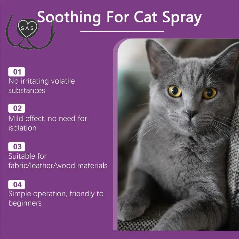 Cat Calming Spray Cat Calming Pheromone Spray Anti-Stress Agent Solution 60Ml Relaxants for Soothing Relaxation Protect