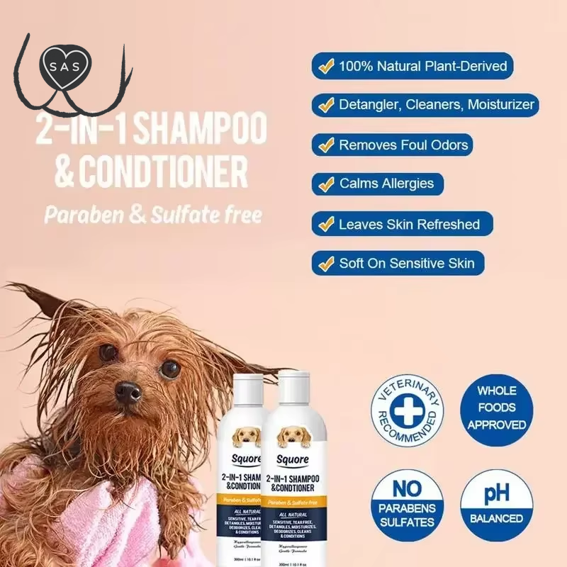 Puppy Shampoo and Conditioner 2 in 1 Natural Moisturizing Shampoo Moisturizing Dog Shampoo for Sensitive Skin PH Balanced