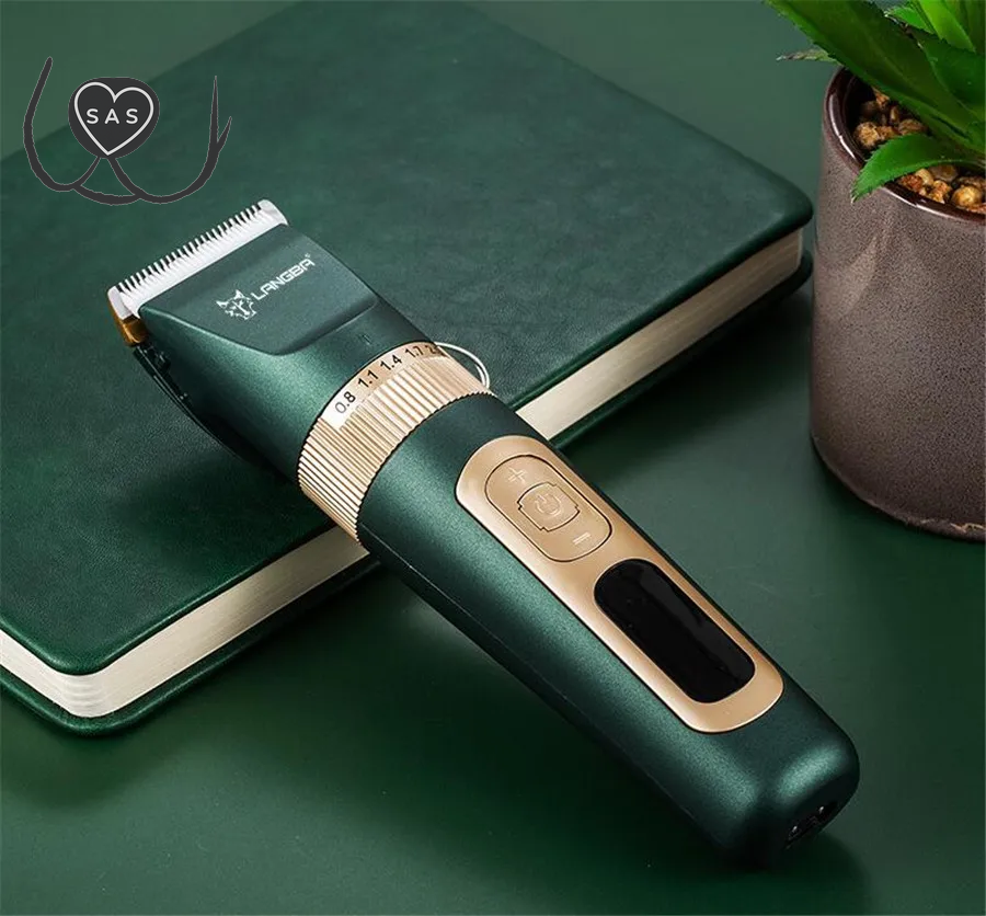 LANGBA Electric Scissors Professional Pet Hair Trimmer Animals Grooming Clippers LCD Display Dog Hair Trimmer Cutters USB