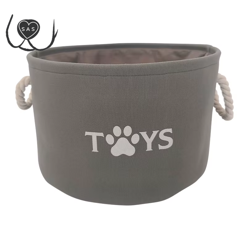 Round Pet Toy Basket Cat Dog Toys Storage Box Foldable Clothes Storage Basket with Handle Pet Supplies Dog Accessories