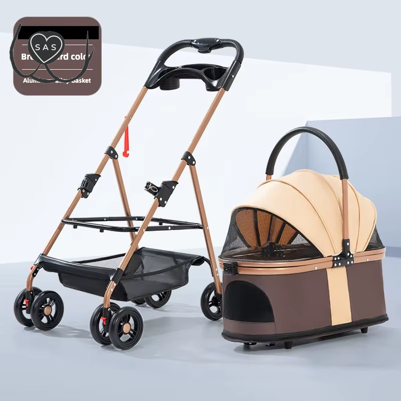 3 in 1 Folding Pet Stroller Detachable Carrier Easy Lock Canopy 30Lbs for Medium Dogs Small Dogs Cats