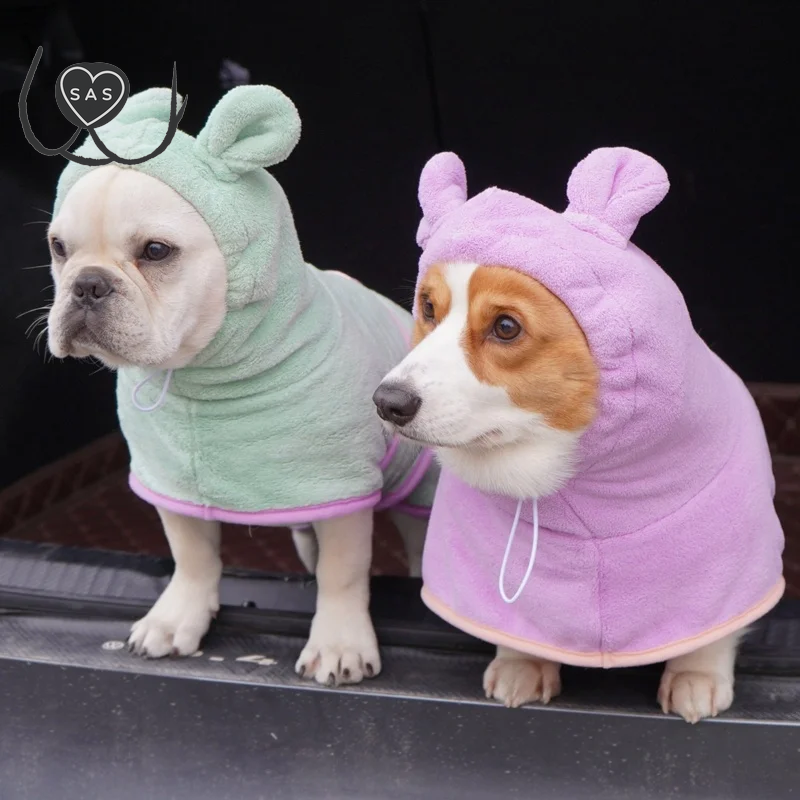 Dog Bathrobe Super Absorbent Pet Towel Bathrobe Bath Towels Quick-Drying Cat Dog Bath Towel Bath Supplies Dog Towel Microfiber