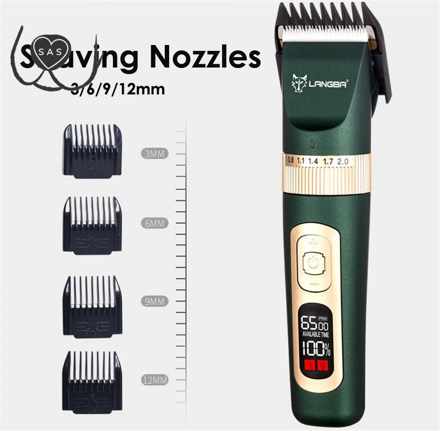 LANGBA Electric Scissors Professional Pet Hair Trimmer Animals Grooming Clippers LCD Display Dog Hair Trimmer Cutters USB