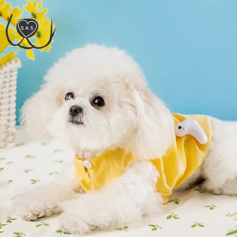 Solid Color Dog Clothes Teddy Cartoon Pullover Yorkshire Spring Summer New Stereo Duck Dress Female Dog Clothes
