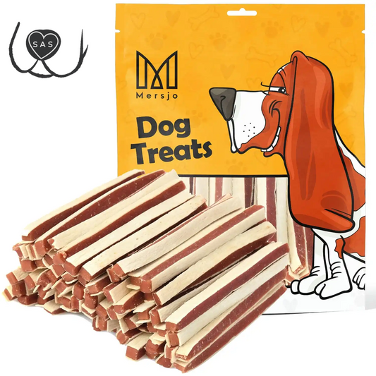 500G PREMIUM 87% Natural Nutritional Grain-Free Dog Delicacy-Soft Duck Sandwich Strips