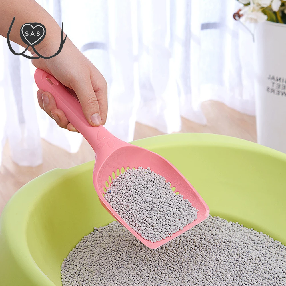 1 Pc Plastic Cat Litter Scoop Pet Toilet Poop Cleaning Shovel Small round Hole Cat Litter Sieve Spoon Cat Toilet Cleaning Tool