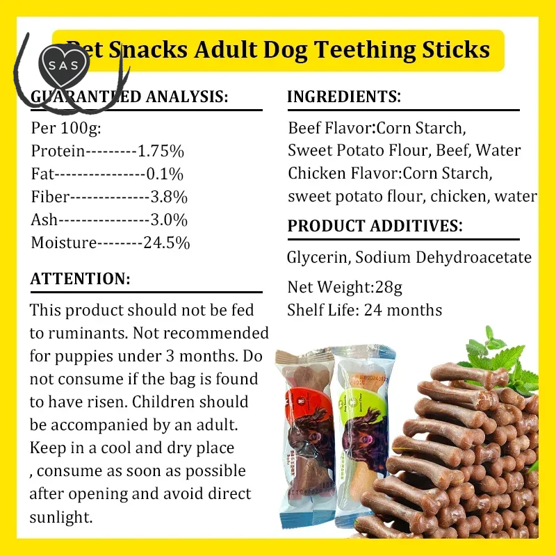 New Dog Snacks Teething Sticks 28G Teeth Cleansing Bone Fresh Ingredients Flavorful Nutritious Healthy Pet Puppy Snacks Foods