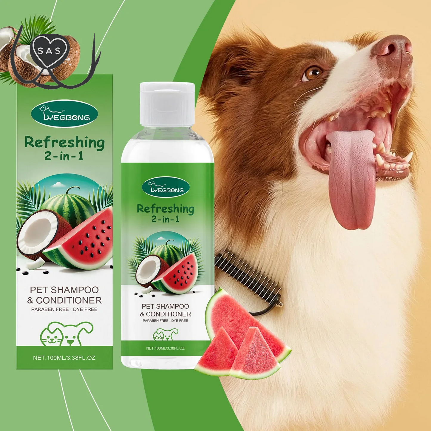 Refreshing 2-In-1 Pet Shampoo and Conditioner Itch Skin Moisturizing Dirt Odor Removal Conditioner Dog Shower Gel