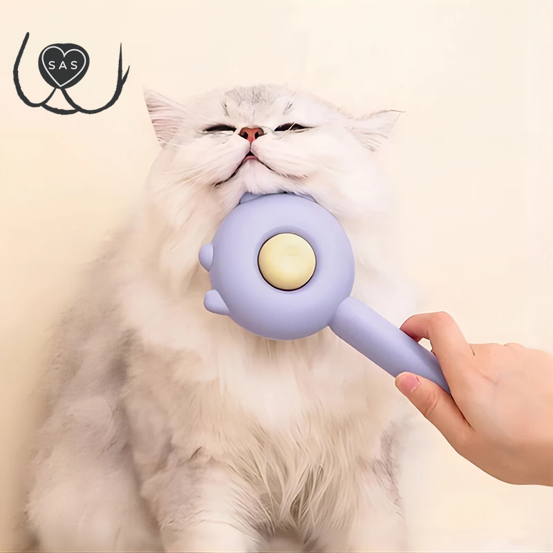 Three Colors Pet Comb One-Key Hair Removal Cleaning Brush Magic Massage Grooming the Cat Hair Brush Is Easy to Carry and Clean